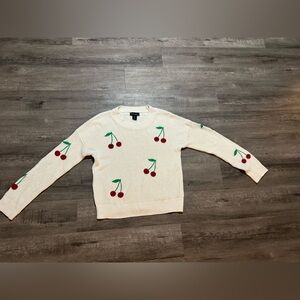 Cynthia Rowley Cherry Embroidered Knit Sweater S